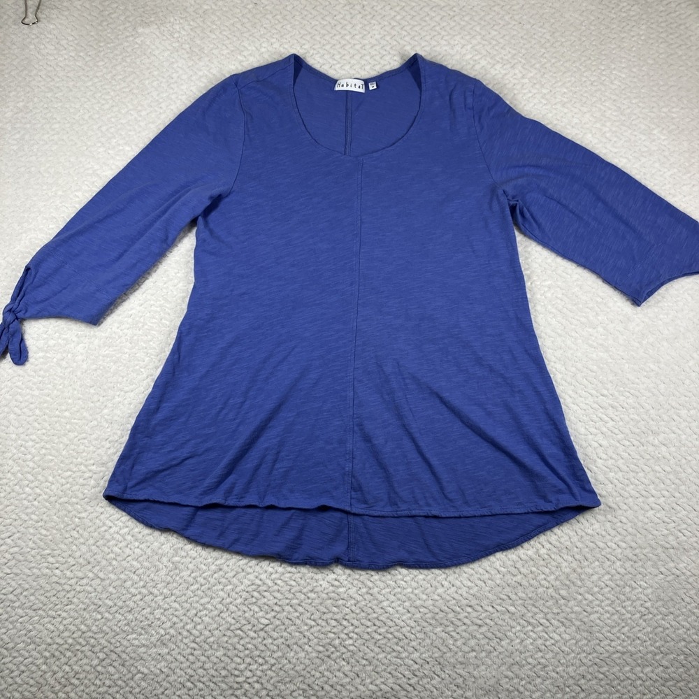 Habitat Tunic Blouse Purple Layered Hem Medium Cotton Lagenlook Boho